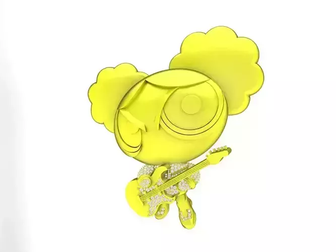 A7218 Pretty Girl Playing Guitar Pendant 3D Model