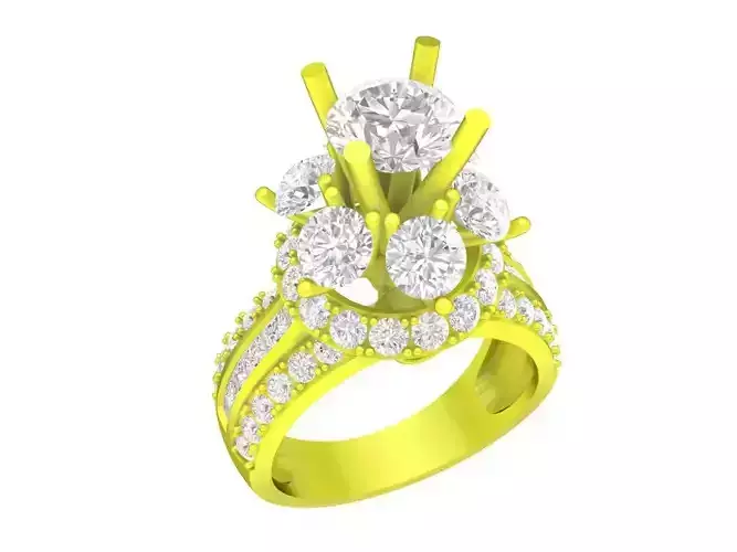 A7221 HongKong Style Luxury Diamond Engagement Ring 3D Model