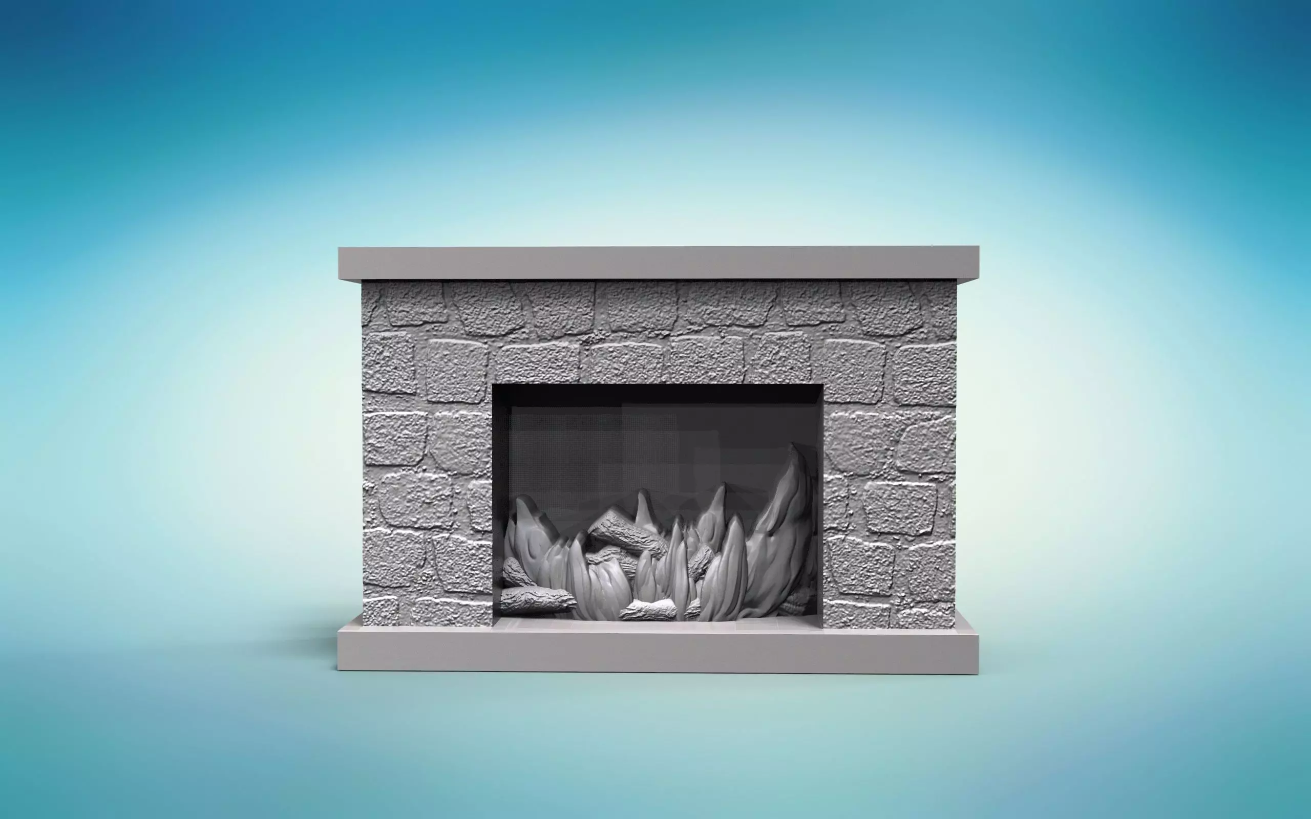 Traditional fireplace 3D decoration  STL model CNC Router 3D print model_0