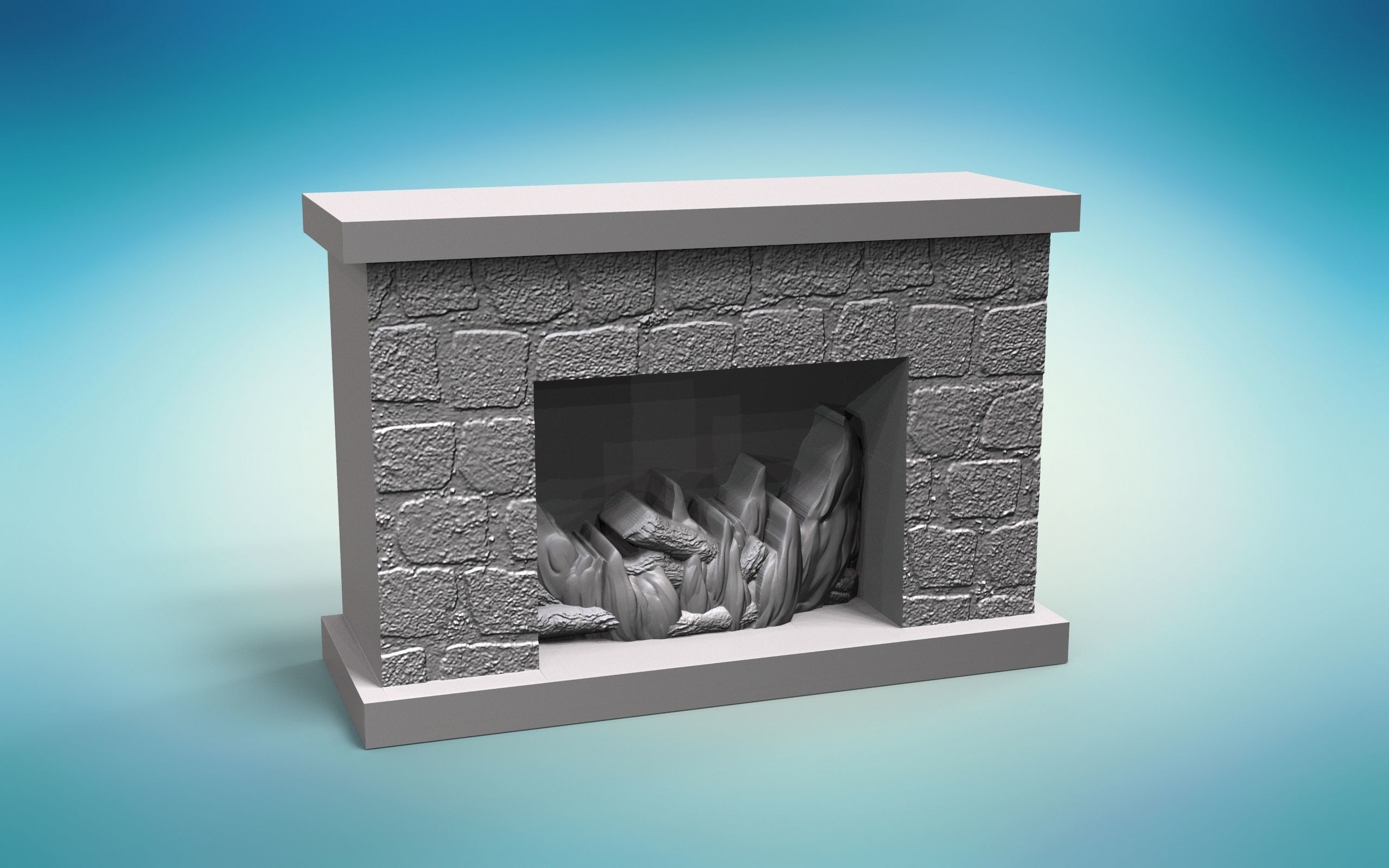 Traditional fireplace 3D decoration  STL model CNC Router 3D print model_1