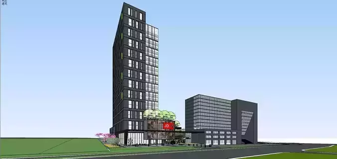 SU model of integrated office building building 3D model