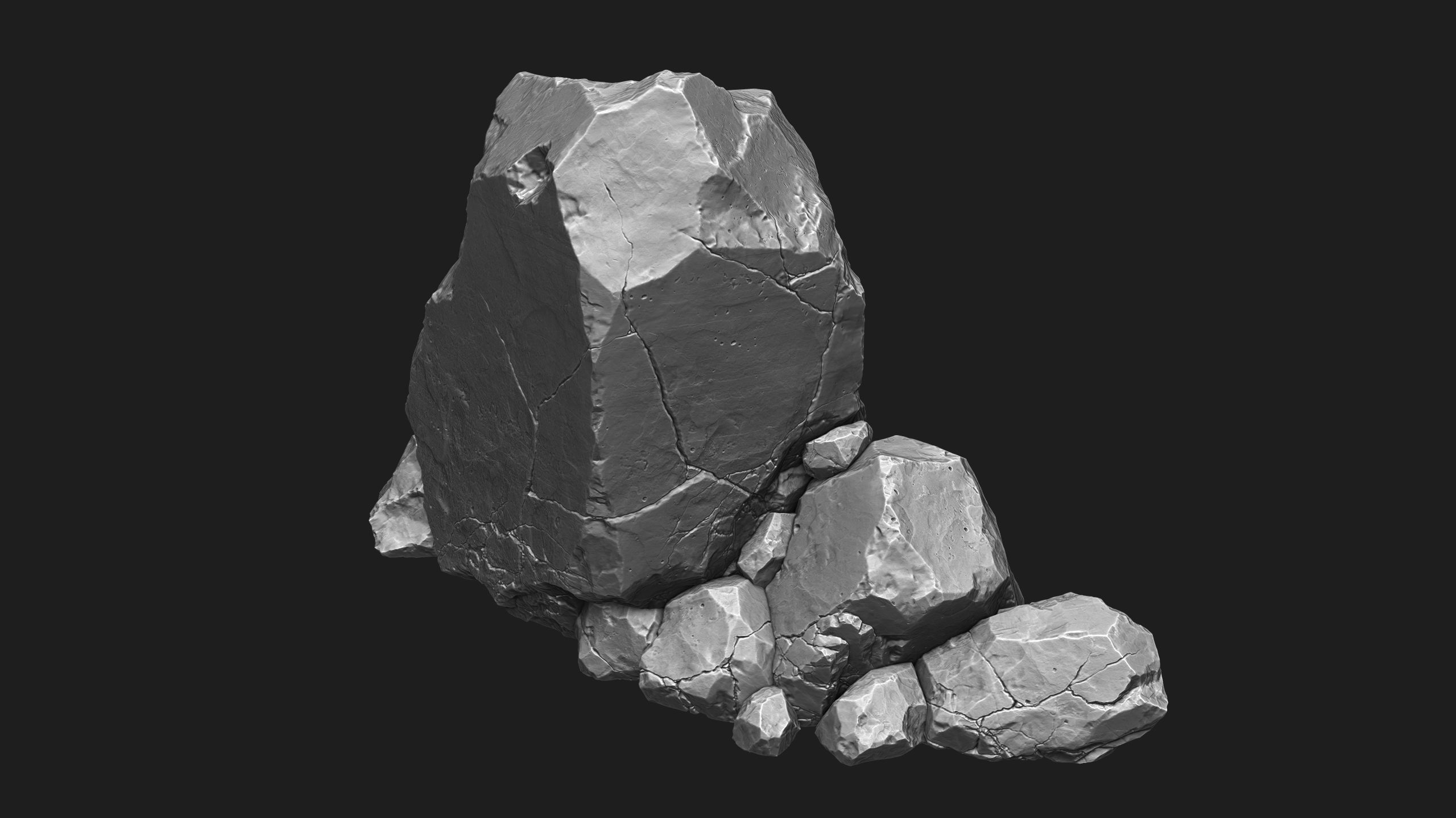 Cracked Cliff Rock 3D High-Poly 3D model_5