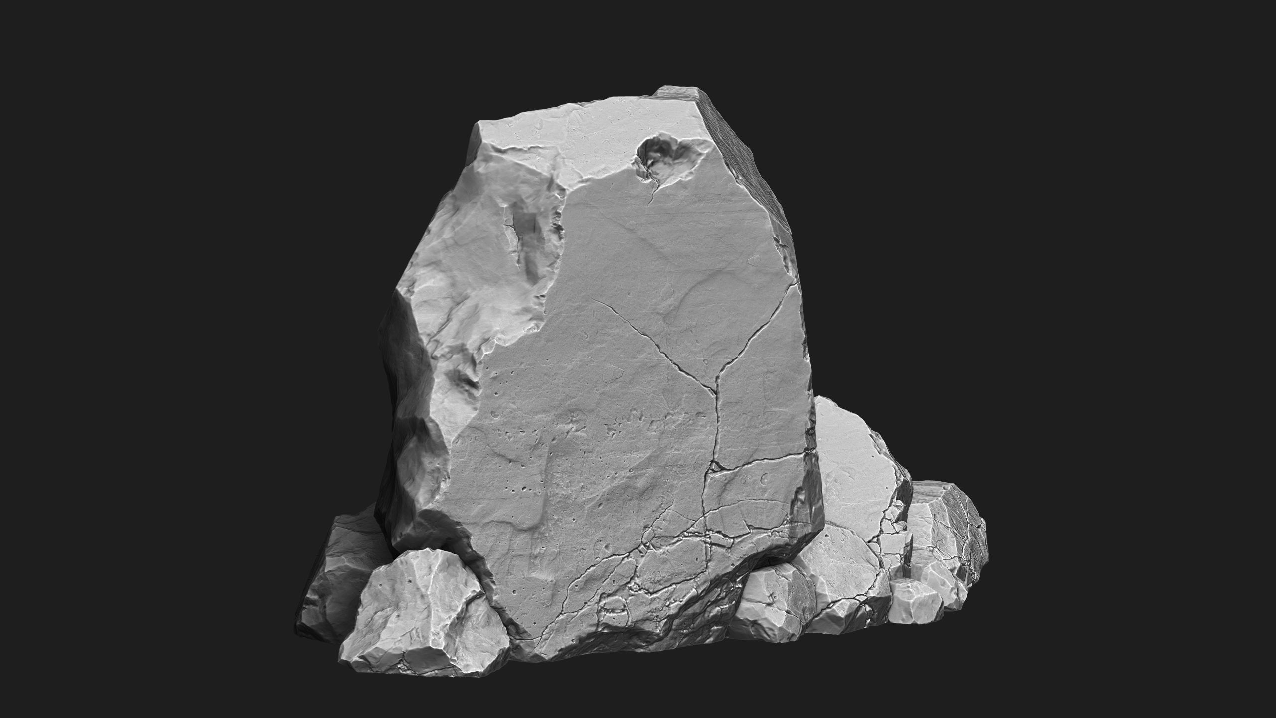 Cracked Cliff Rock 3D High-Poly 3D model_6