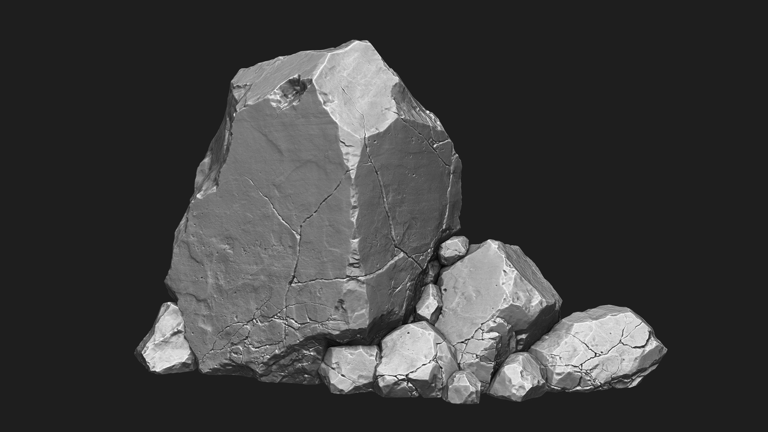 Cracked Cliff Rock 3D High-Poly 3D model_4