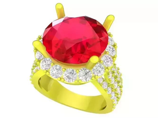 A7234 Korean Style Big Stone Halo Diamond Women Ring