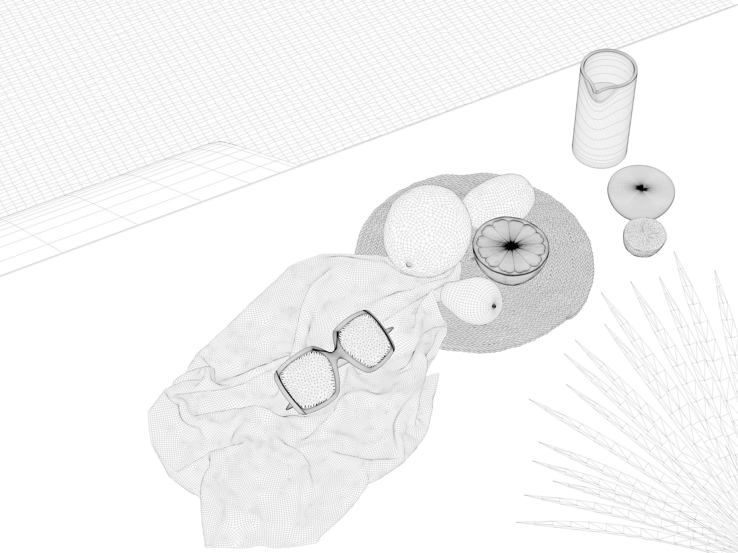  Fruits with Rug and Glasses 3D model_3