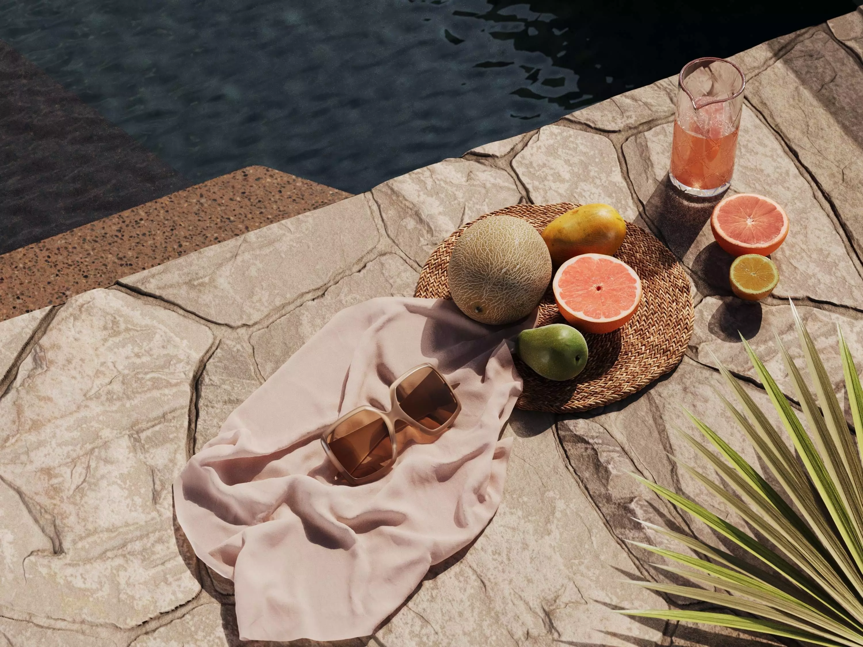  Fruits with Rug and Glasses 3D model_0