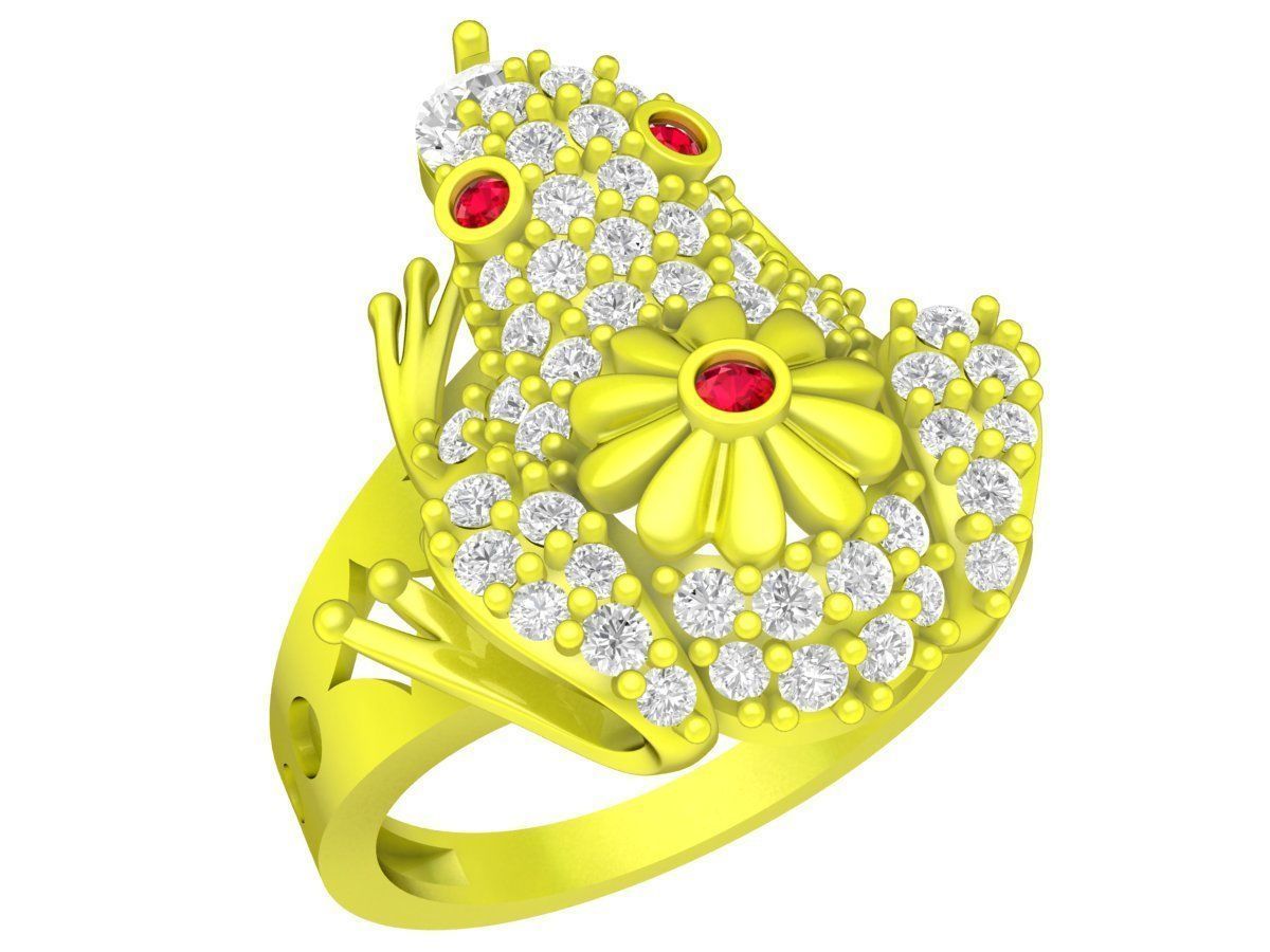 7091 fengshui diamond toad ring for women 3D print model_2