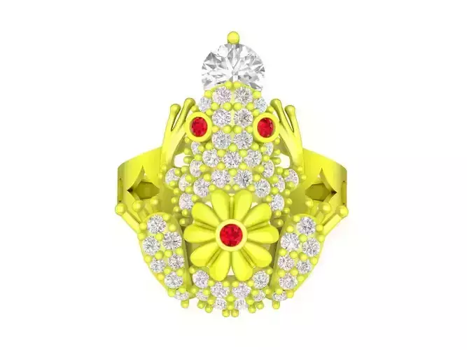 7091 fengshui diamond toad ring for women