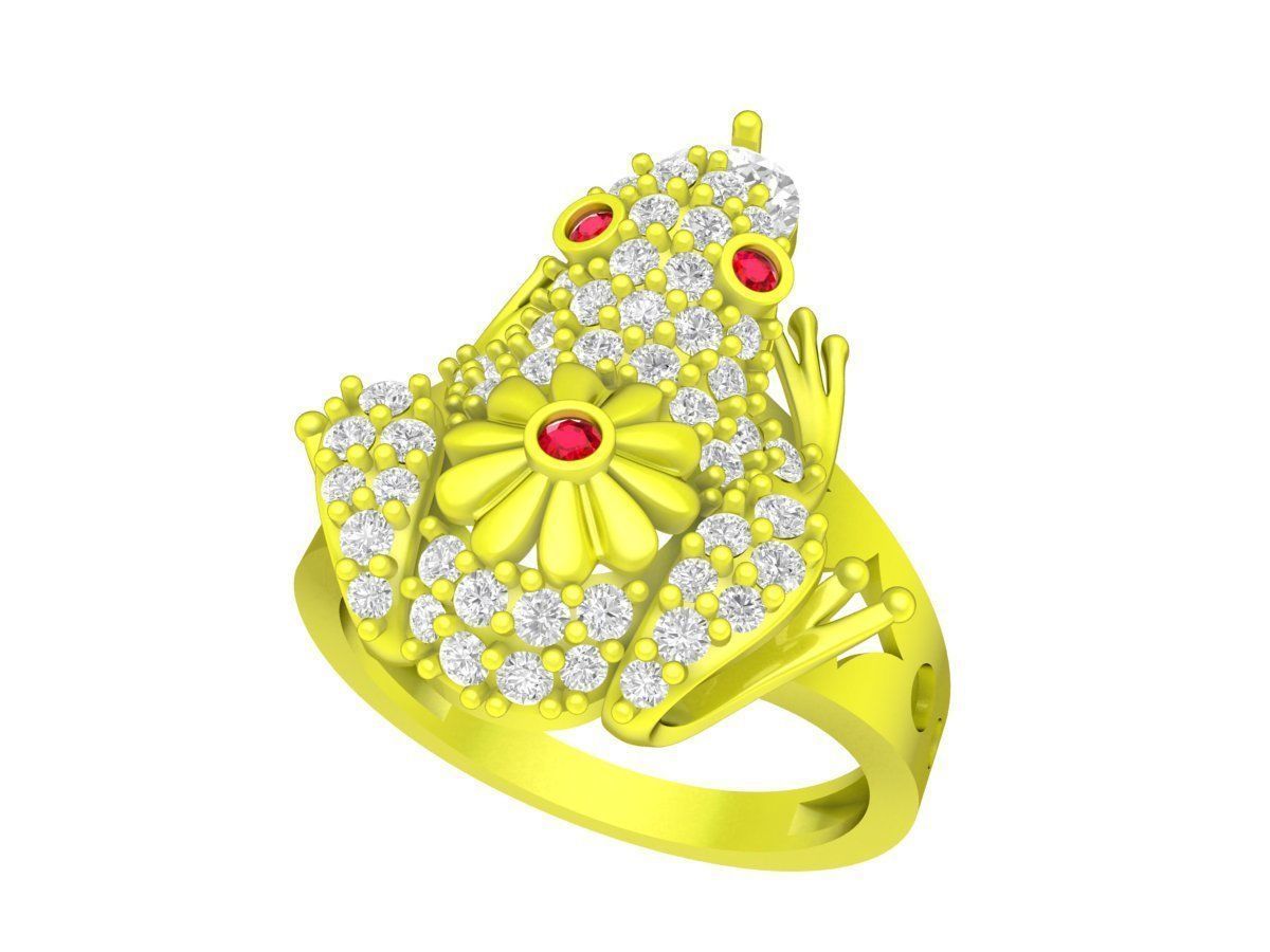 7091 fengshui diamond toad ring for women 3D print model_1