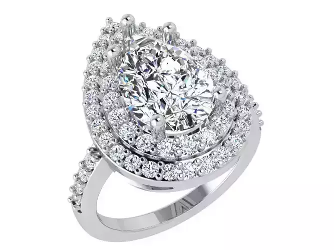 Pear Double Halo Woman Ring 3875
