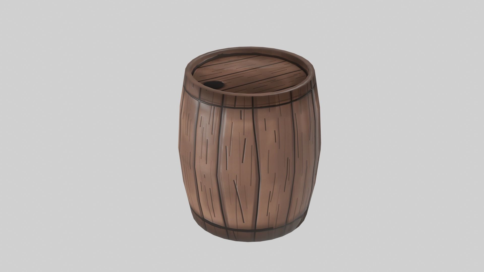 High and Low Poly Rustic Handcrafted Wooden Barrel Low-poly 3D model_5