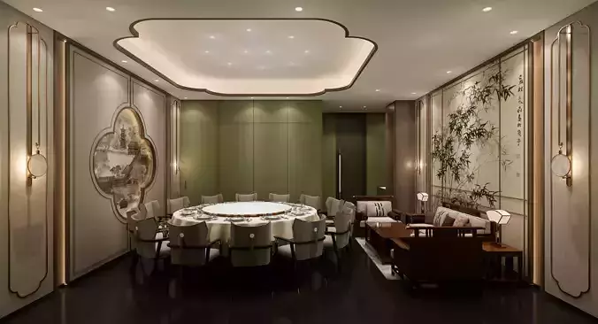 Private dining rooms in a Chinese restaurant