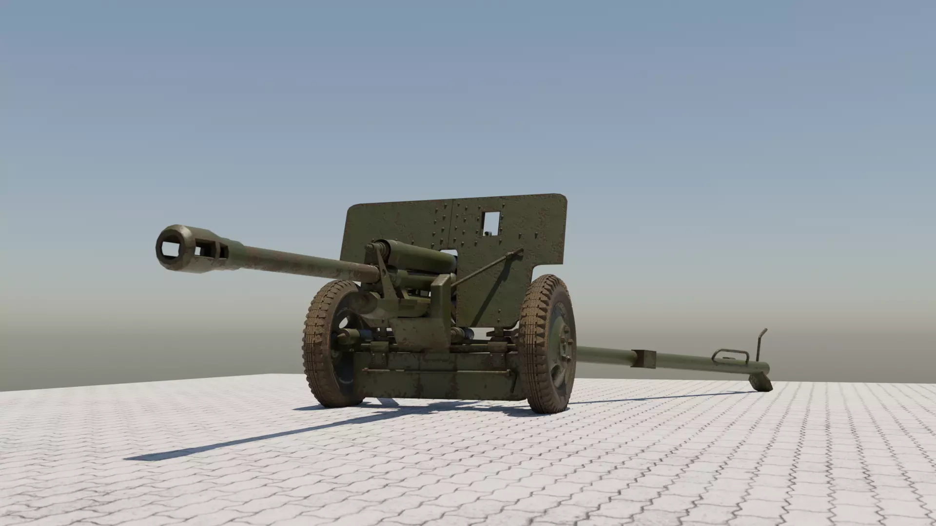 ZiS-3 76-mm Divisional Field Gun 3D model_0