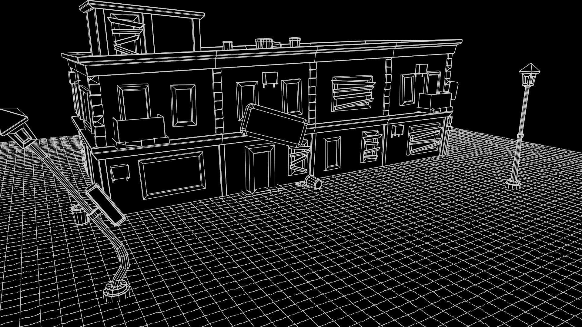 Motel Low-poly 3D model_7