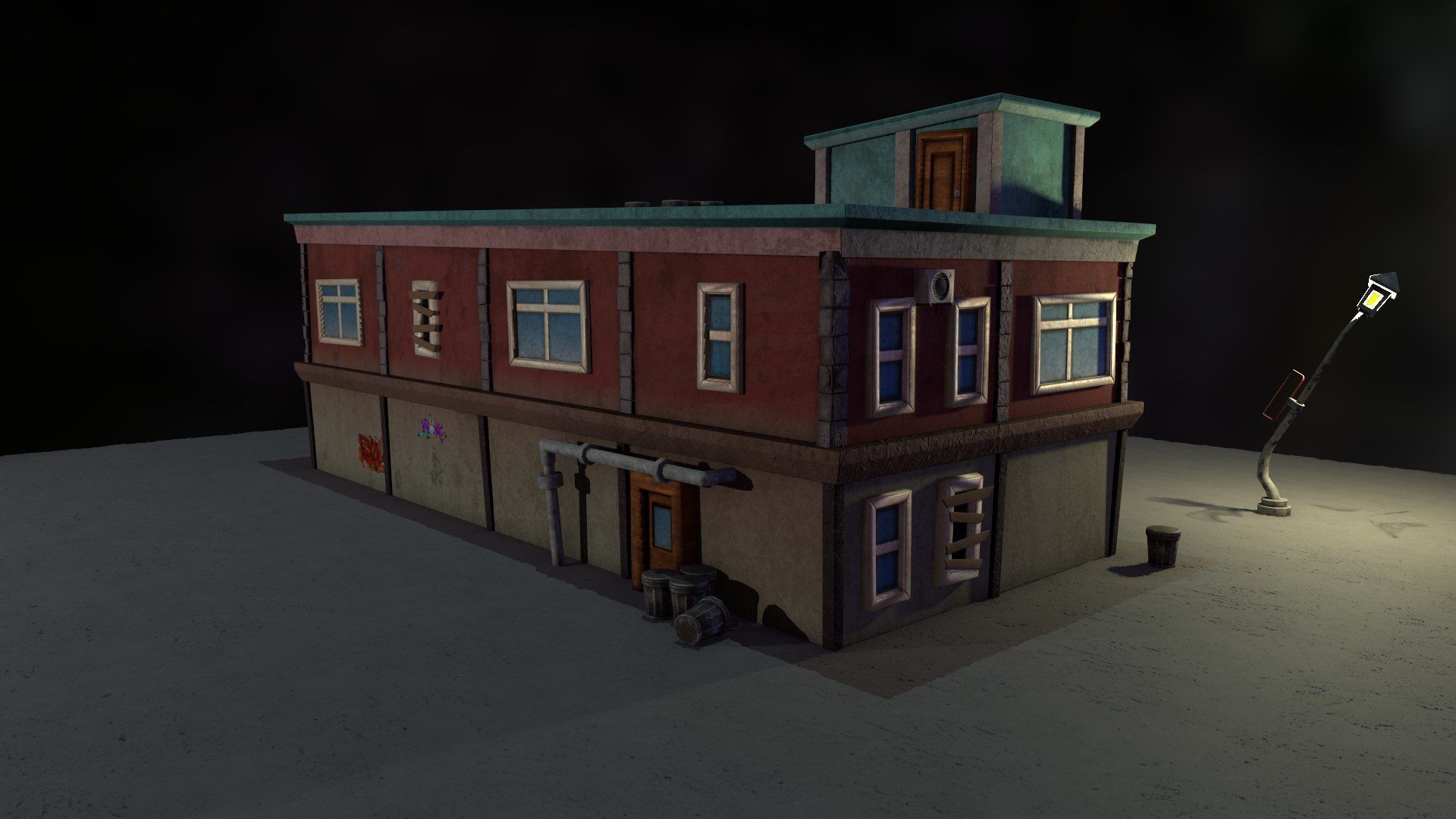Motel Low-poly 3D model_1