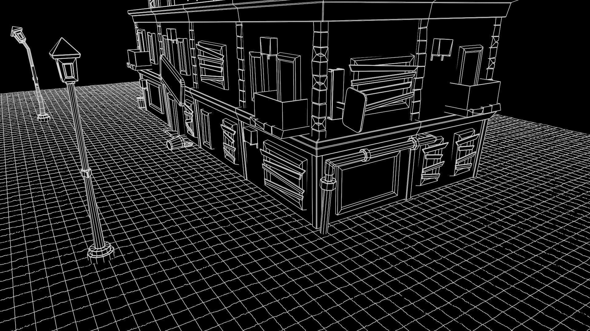 Motel Low-poly 3D model_6