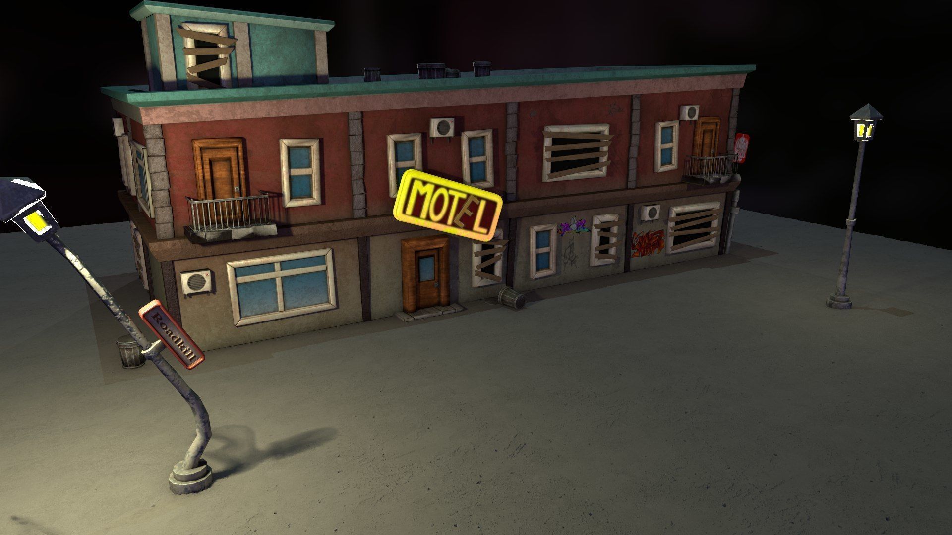 Motel Low-poly 3D model_2