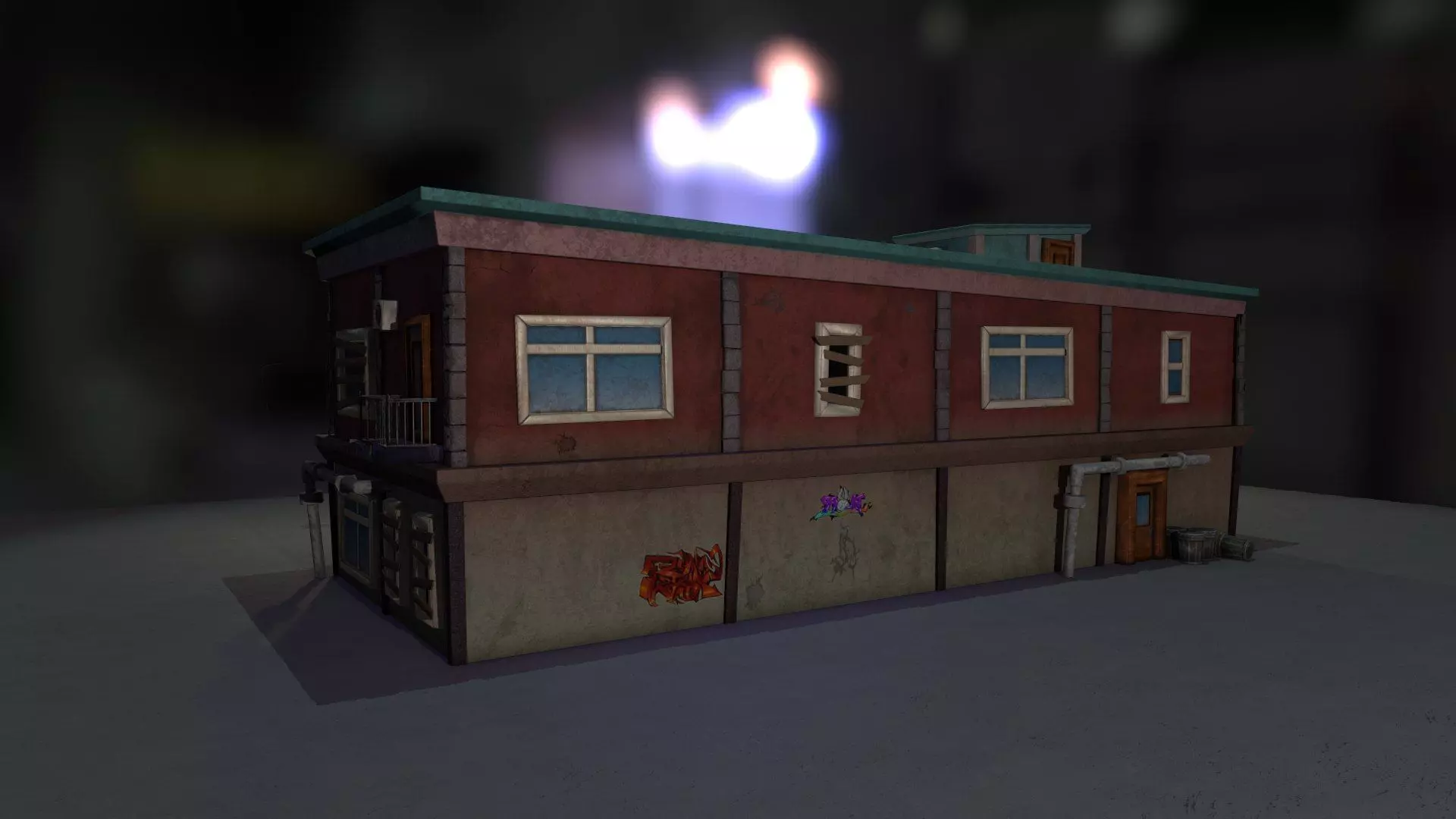 Motel Low-poly 3D model_0