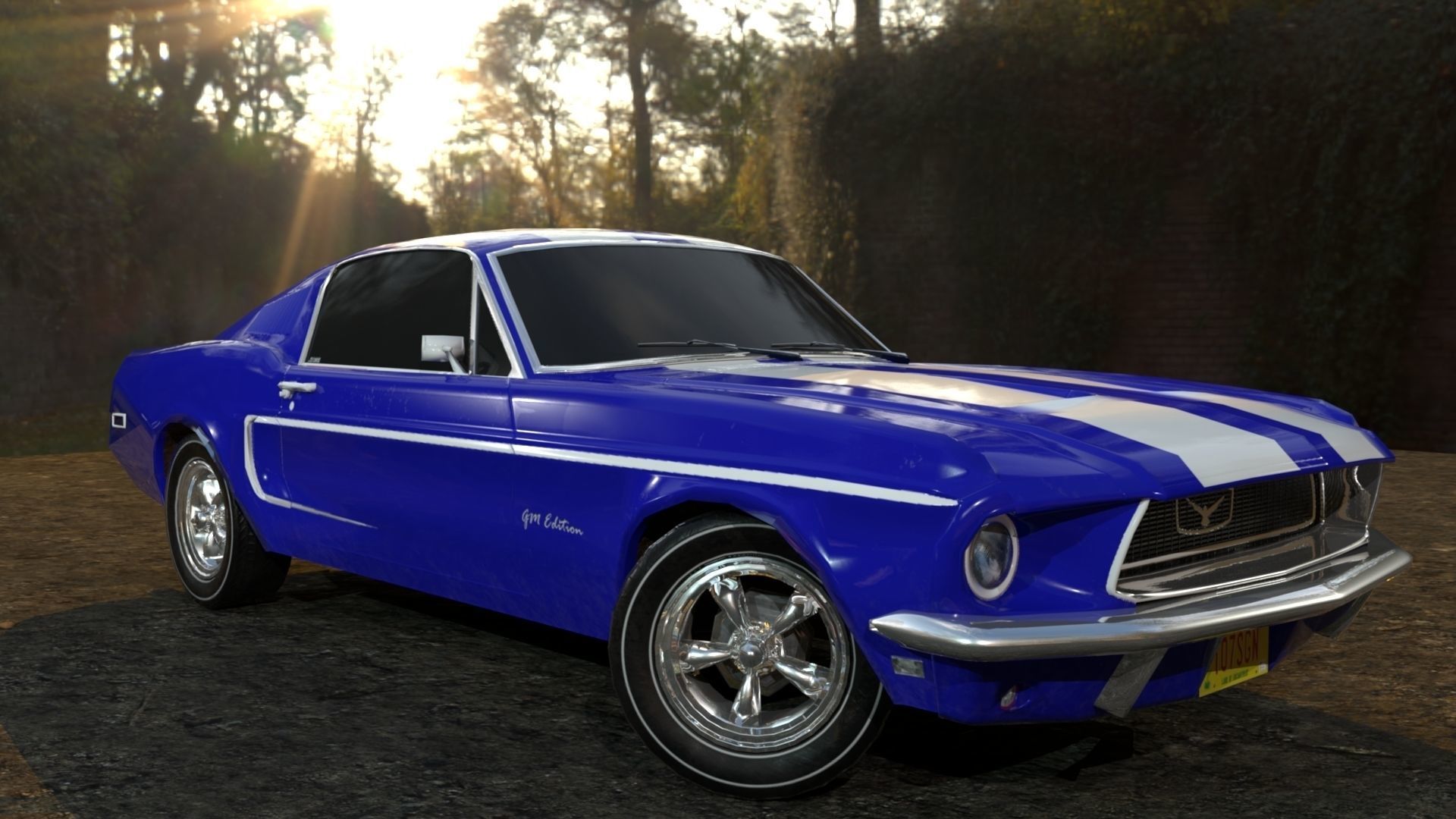 American Sports Car Low-poly 3D model_1