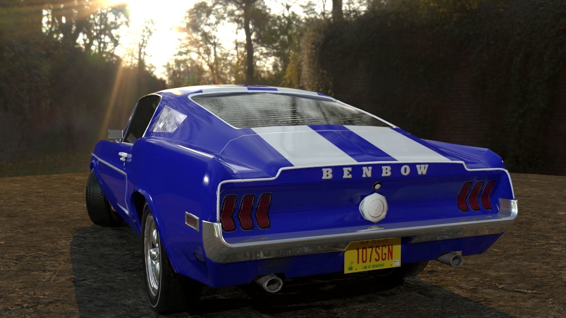 American Sports Car Low-poly 3D model_2