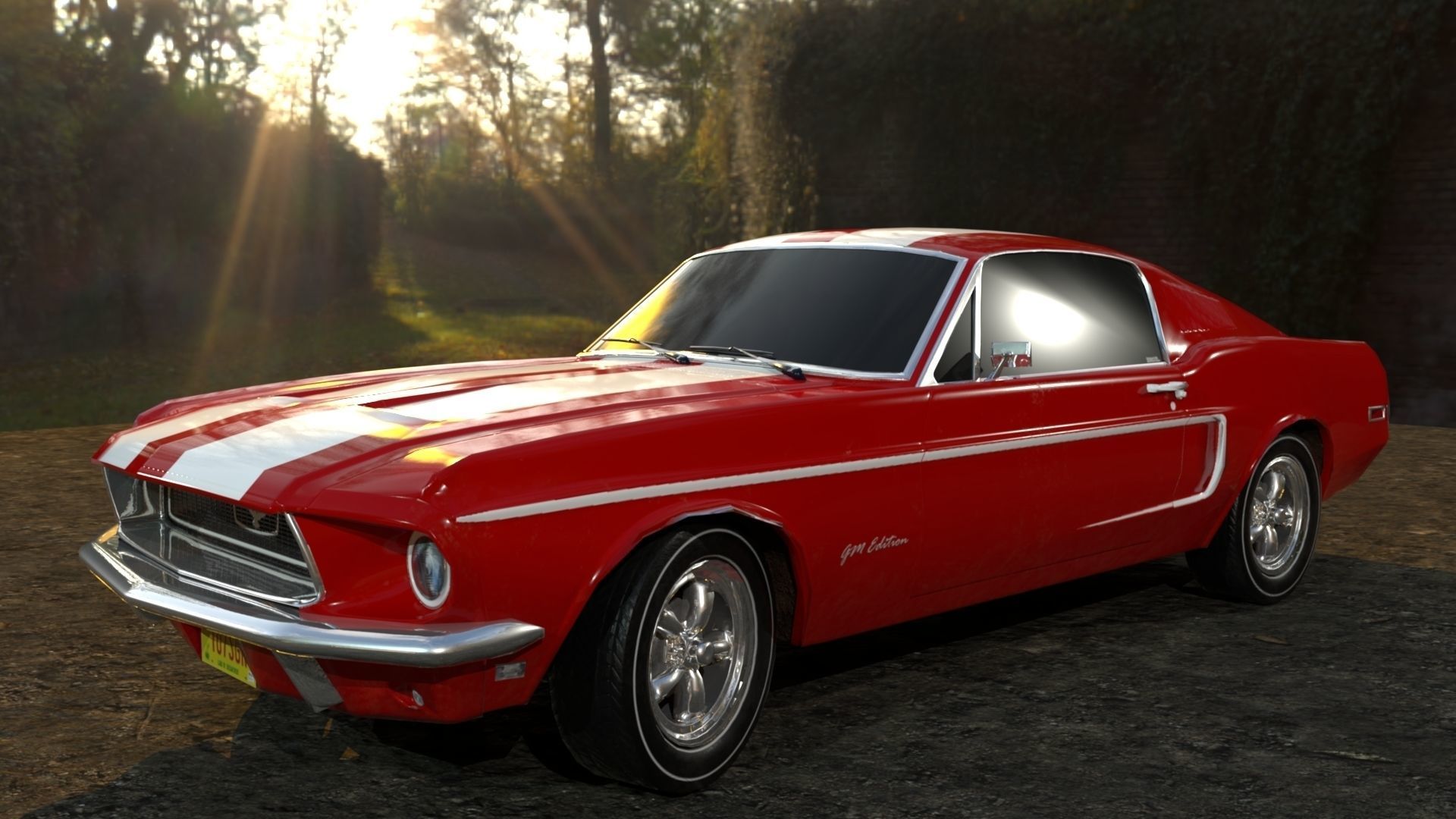 American Sports Car Low-poly 3D model_3