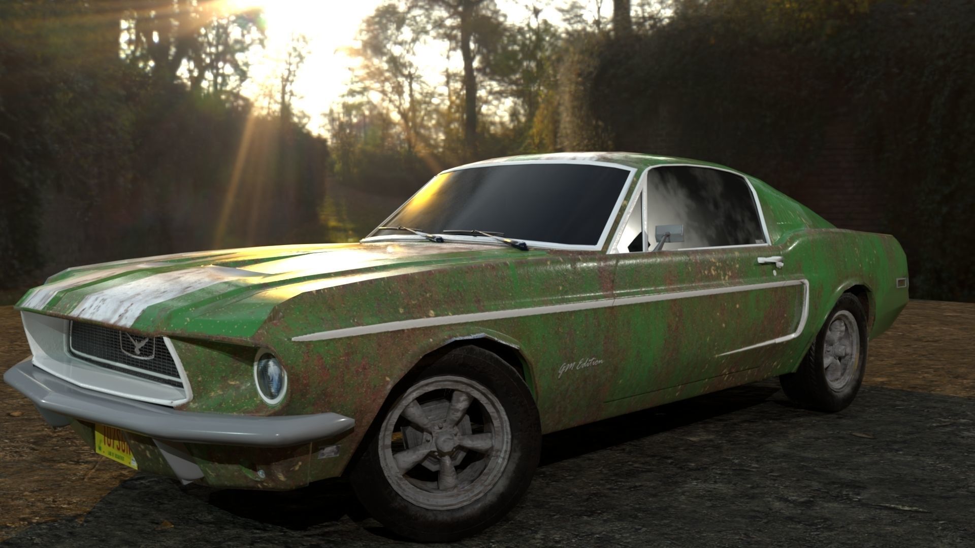 American Sports Car Low-poly 3D model_6