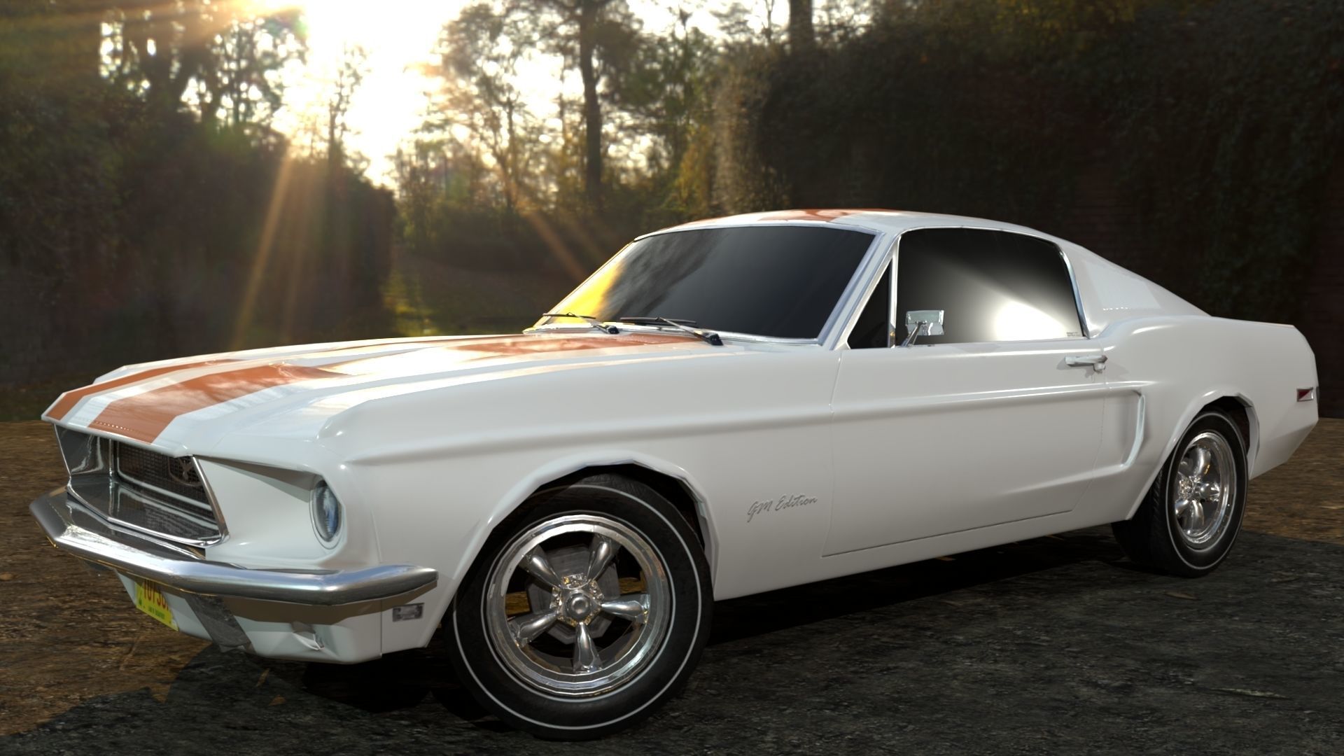 American Sports Car Low-poly 3D model_5