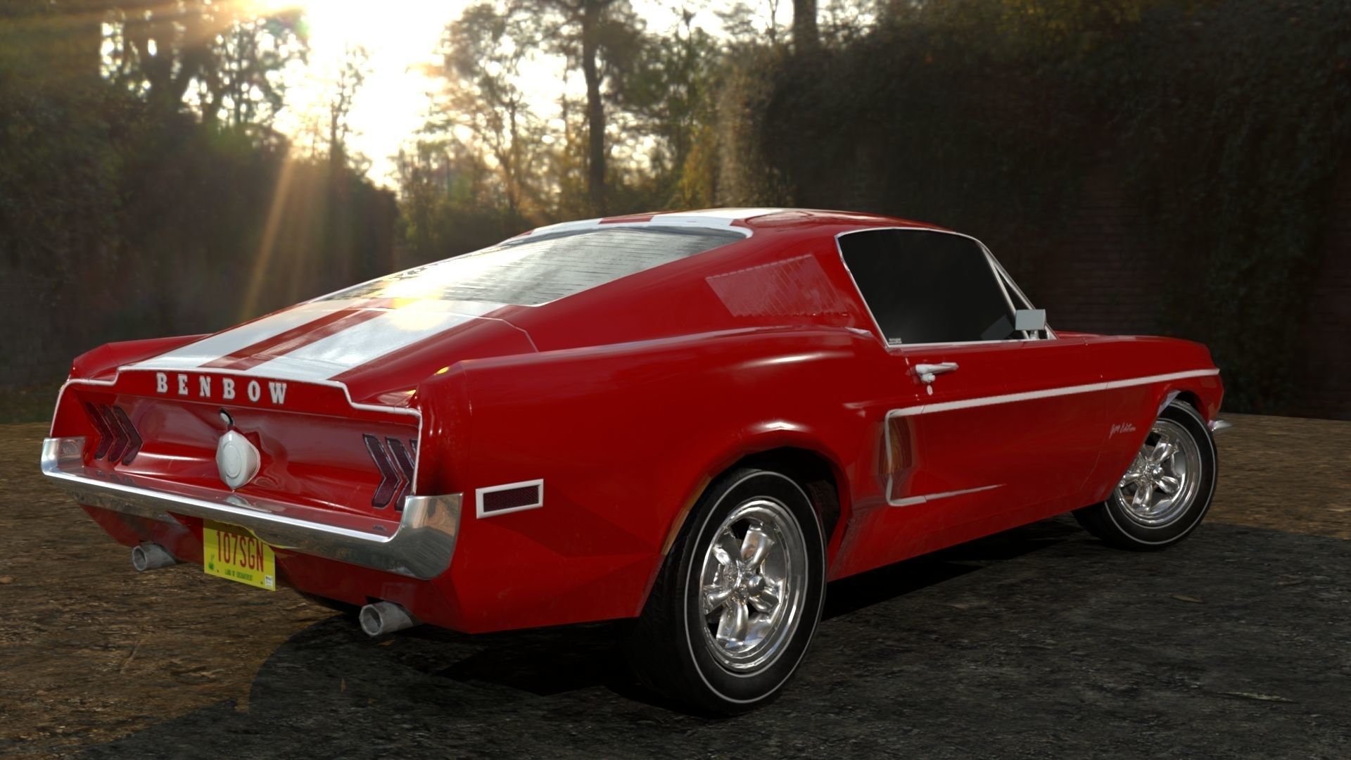 American Sports Car Low-poly 3D model_4