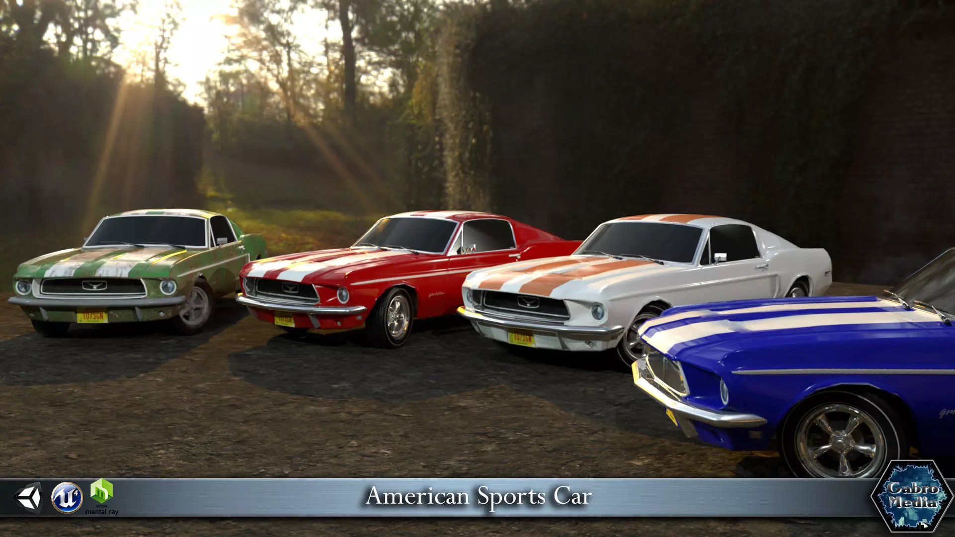 American Sports Car Low-poly 3D model_0