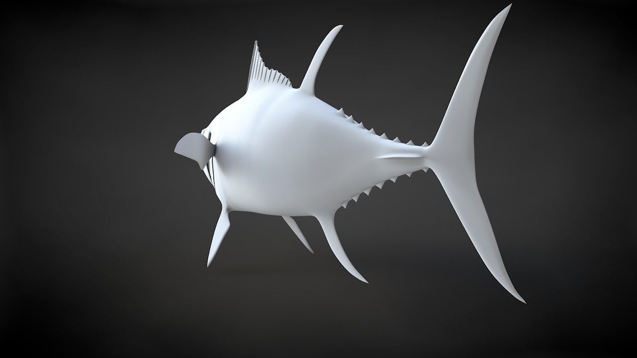 Yellowfin Tuna Fish Low-poly 3D model_29