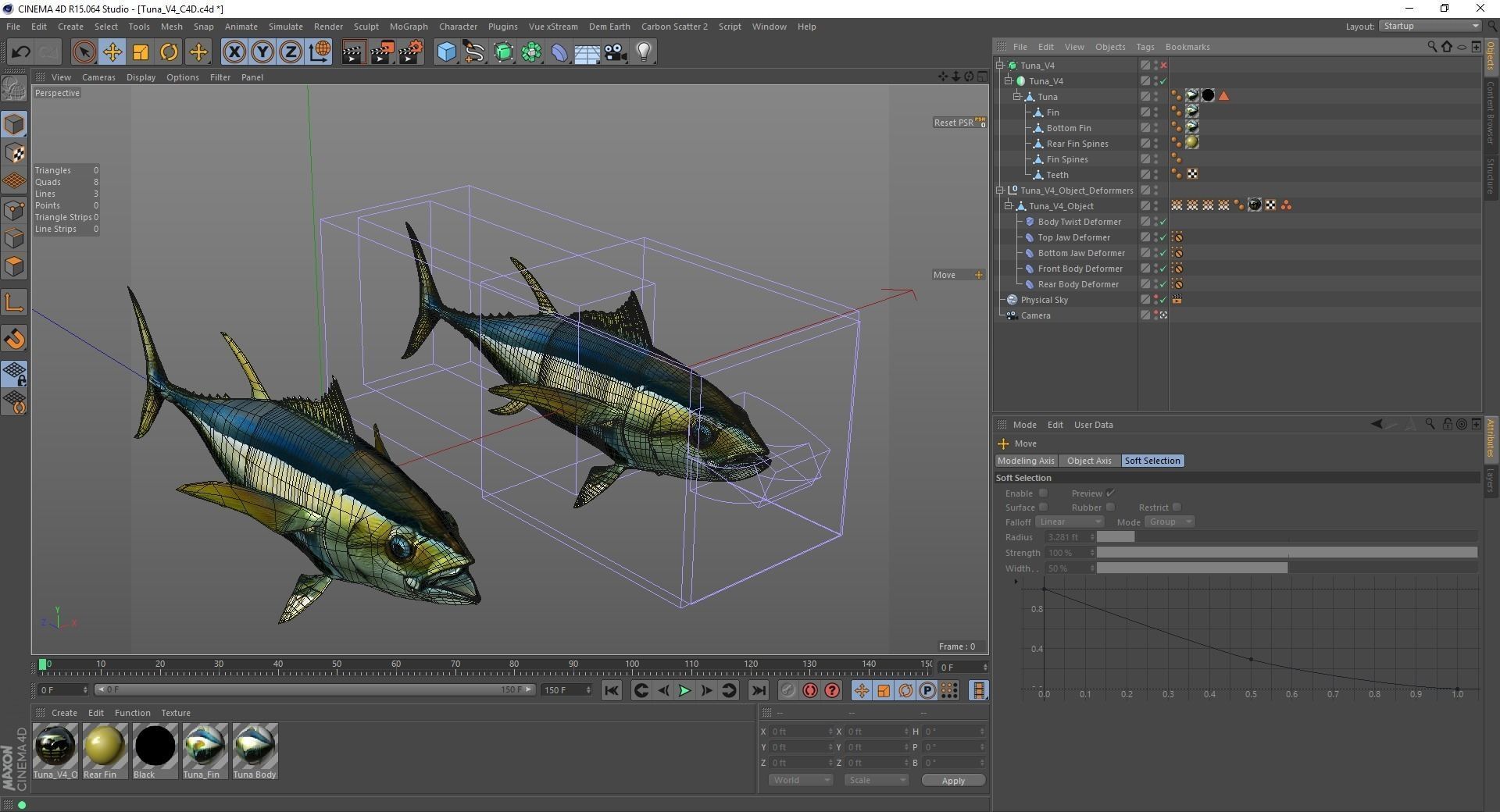 Yellowfin Tuna Fish Low-poly 3D model_15