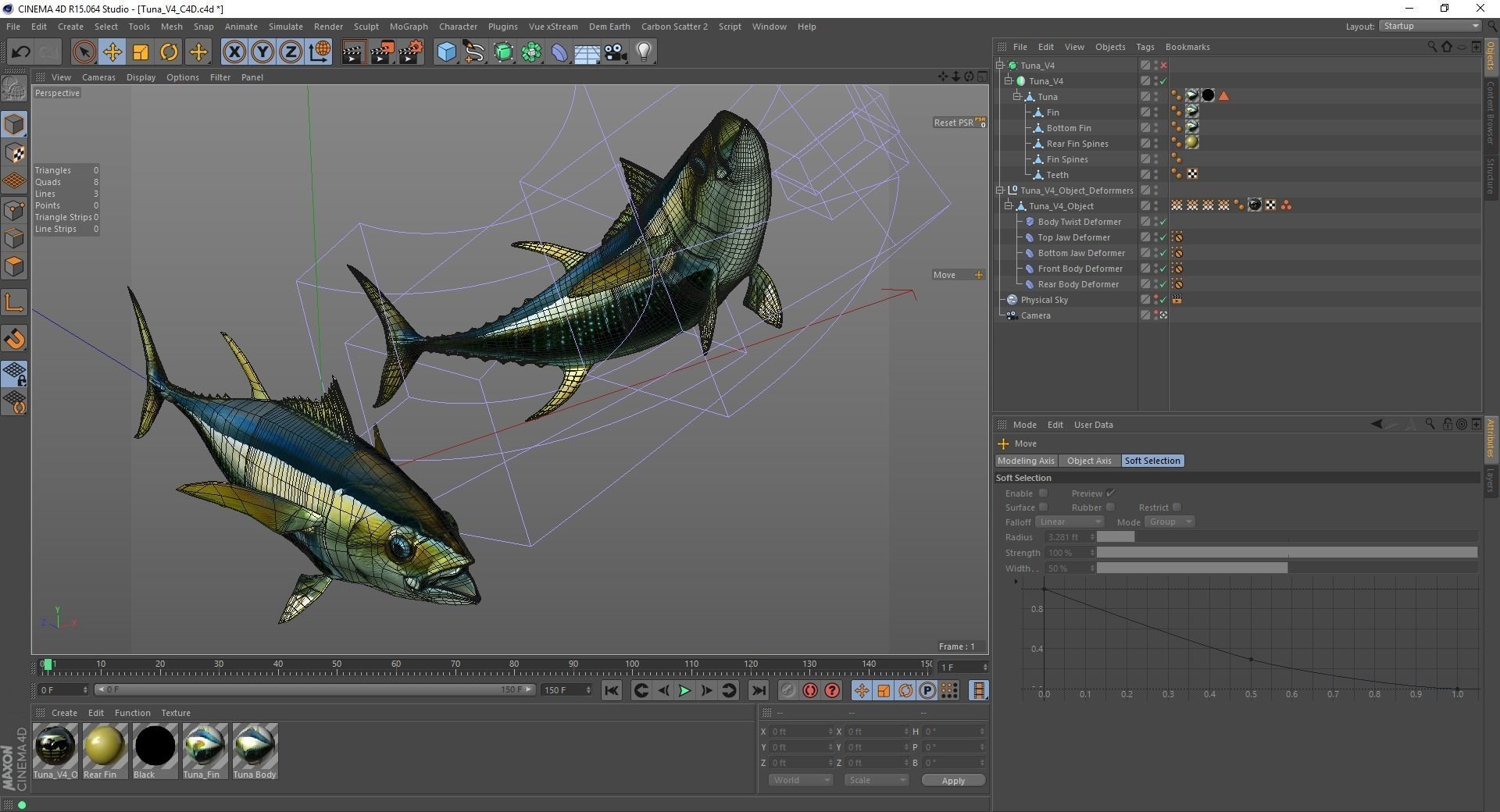 Yellowfin Tuna Fish Low-poly 3D model_16