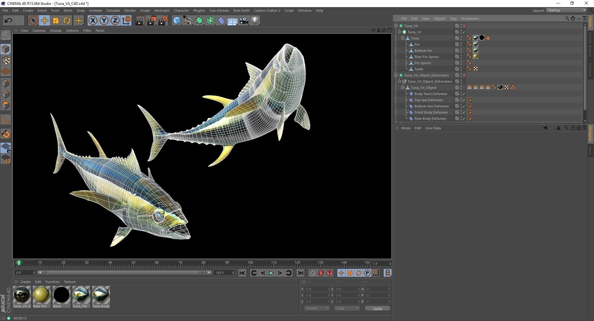 Yellowfin Tuna Fish Low-poly 3D model_18