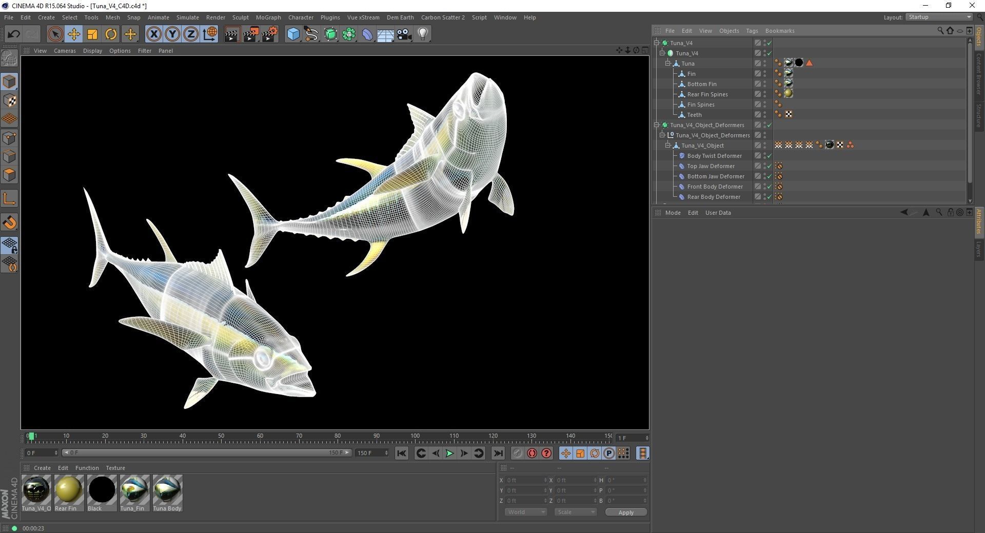 Yellowfin Tuna Fish Low-poly 3D model_17