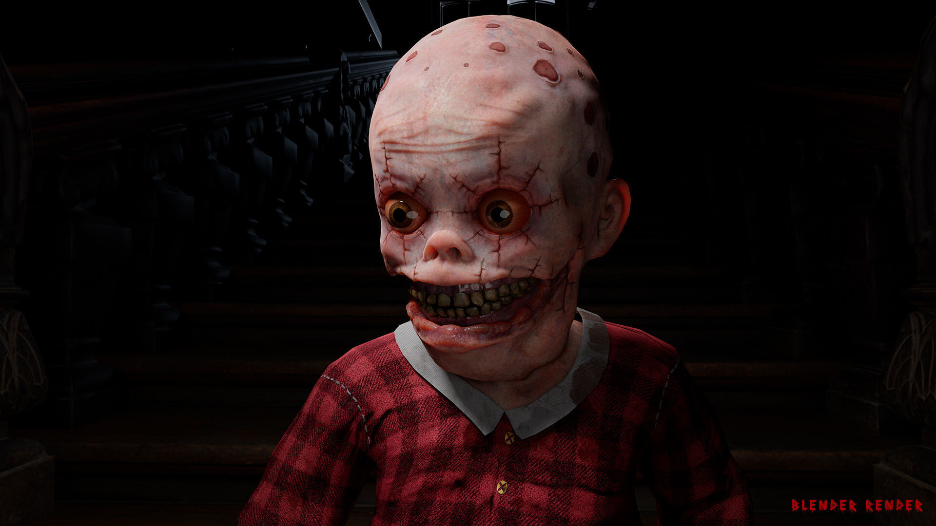Scary baby Low-poly 3D model_8
