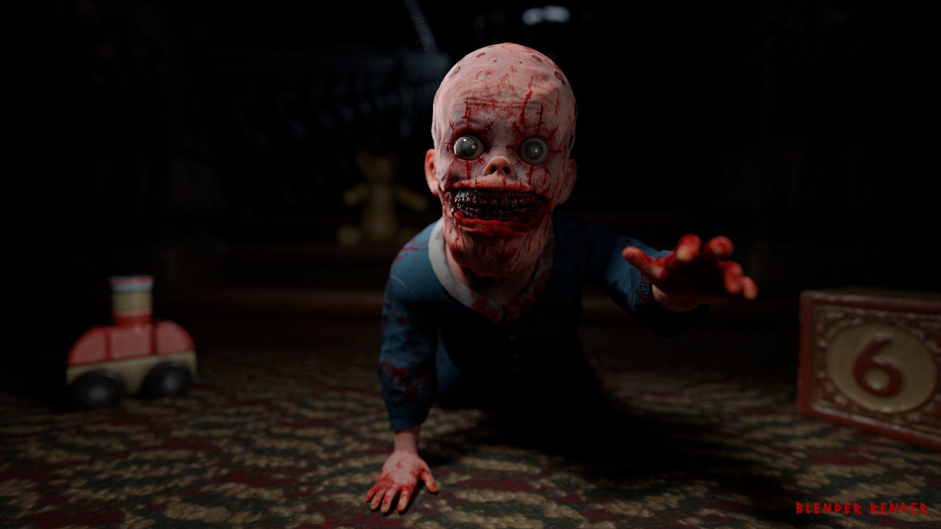 Scary baby Low-poly 3D model_7