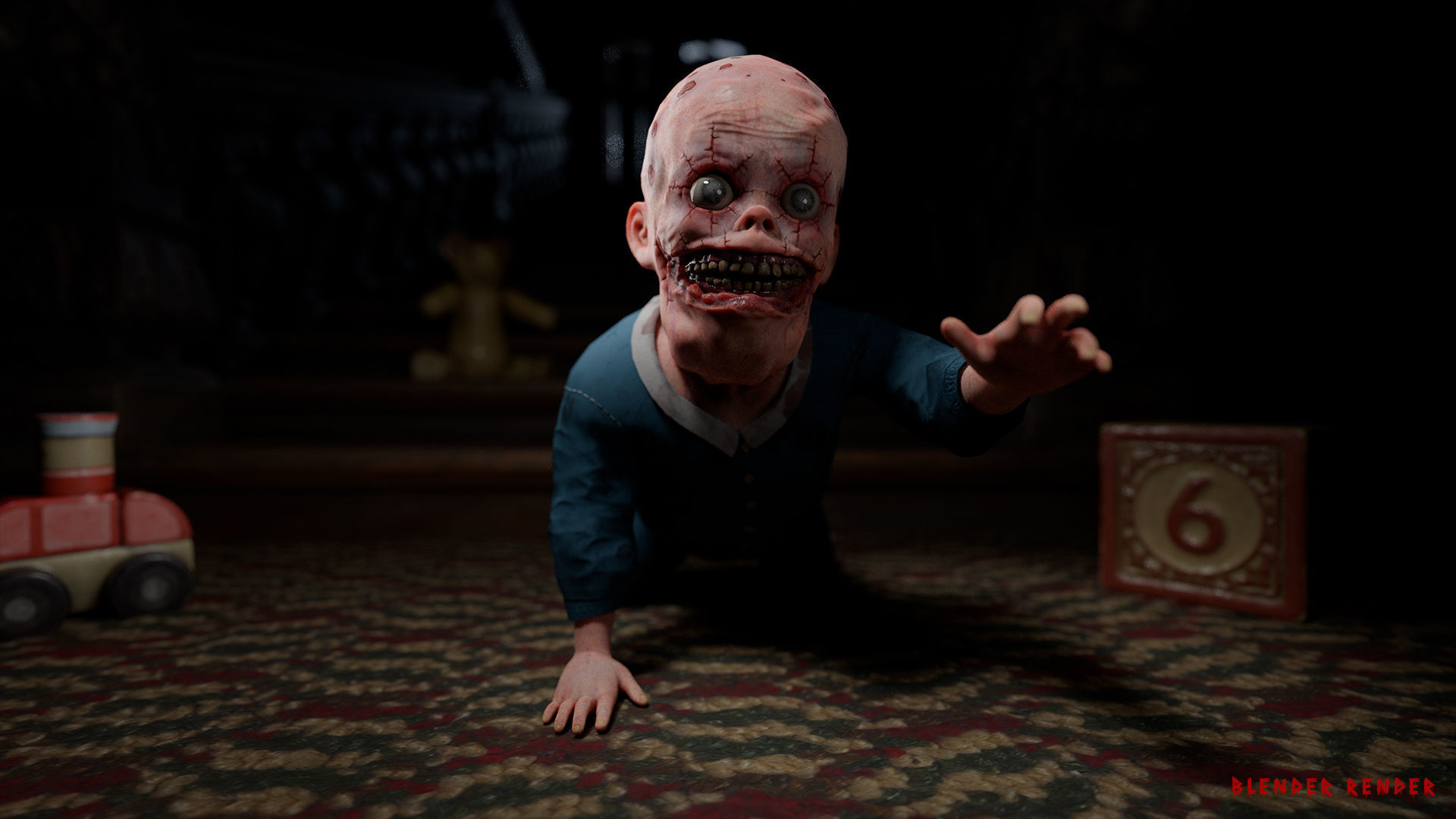 Scary baby Low-poly 3D model_6