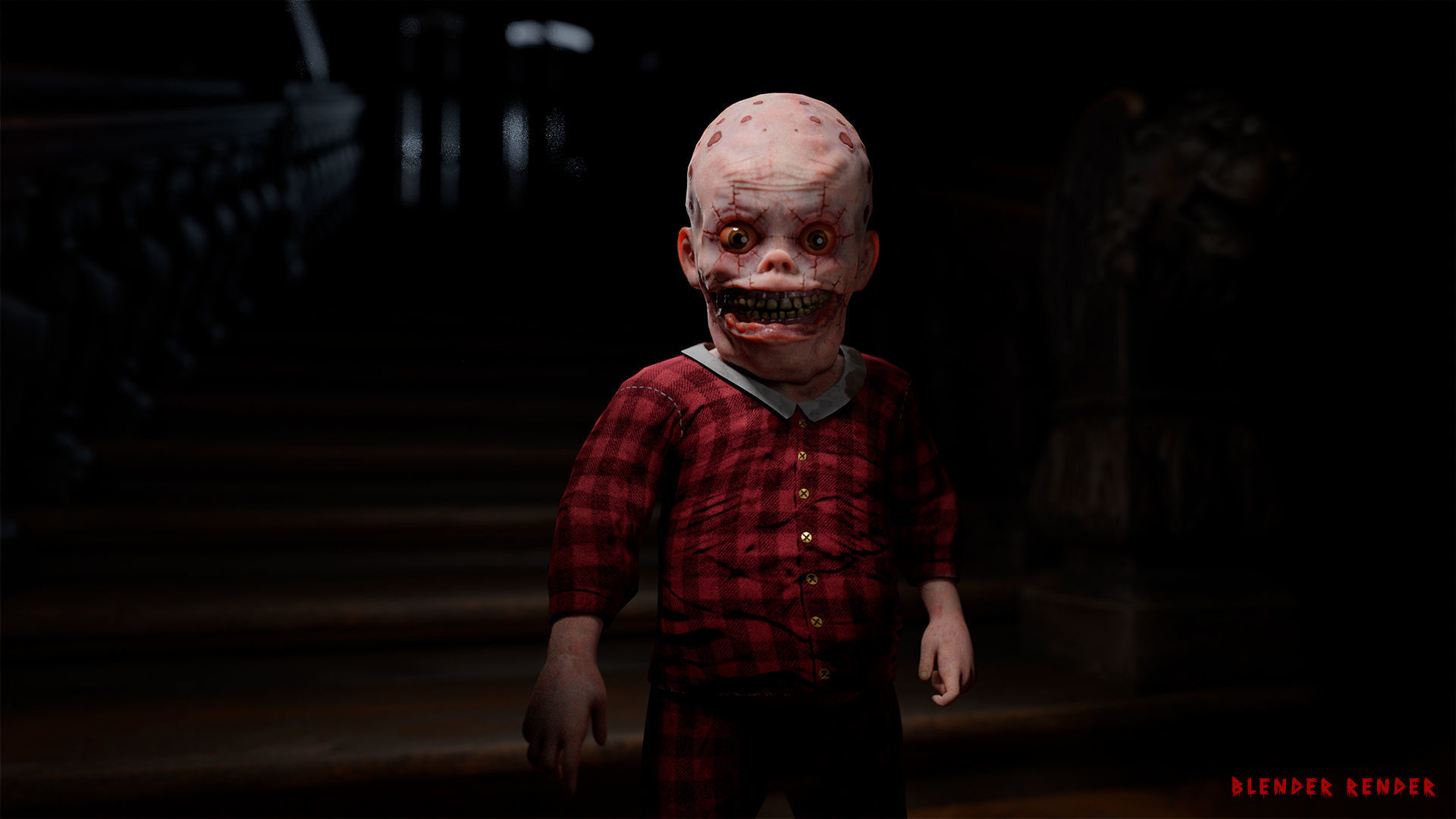 Scary baby Low-poly 3D model_2
