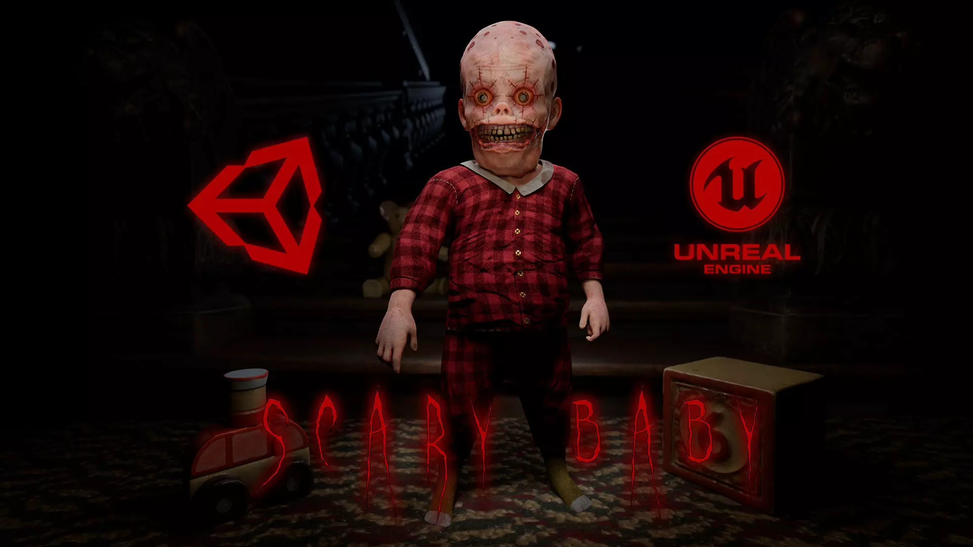 Scary baby Low-poly 3D model_0