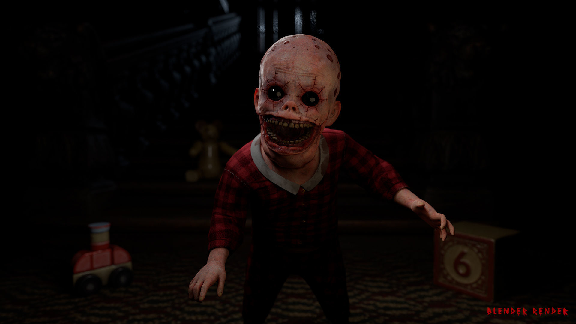 Scary baby Low-poly 3D model_5