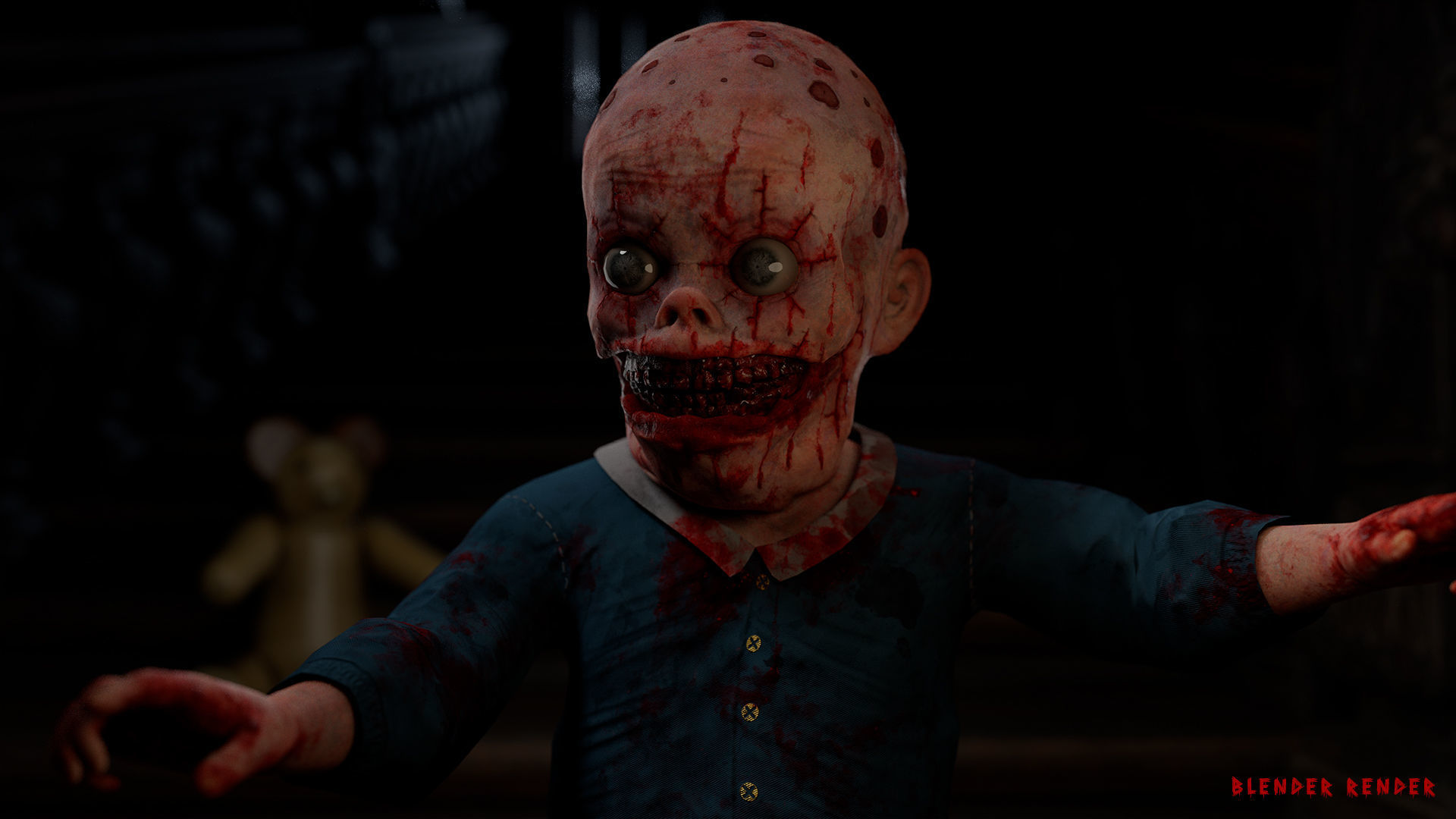 Scary baby Low-poly 3D model_4