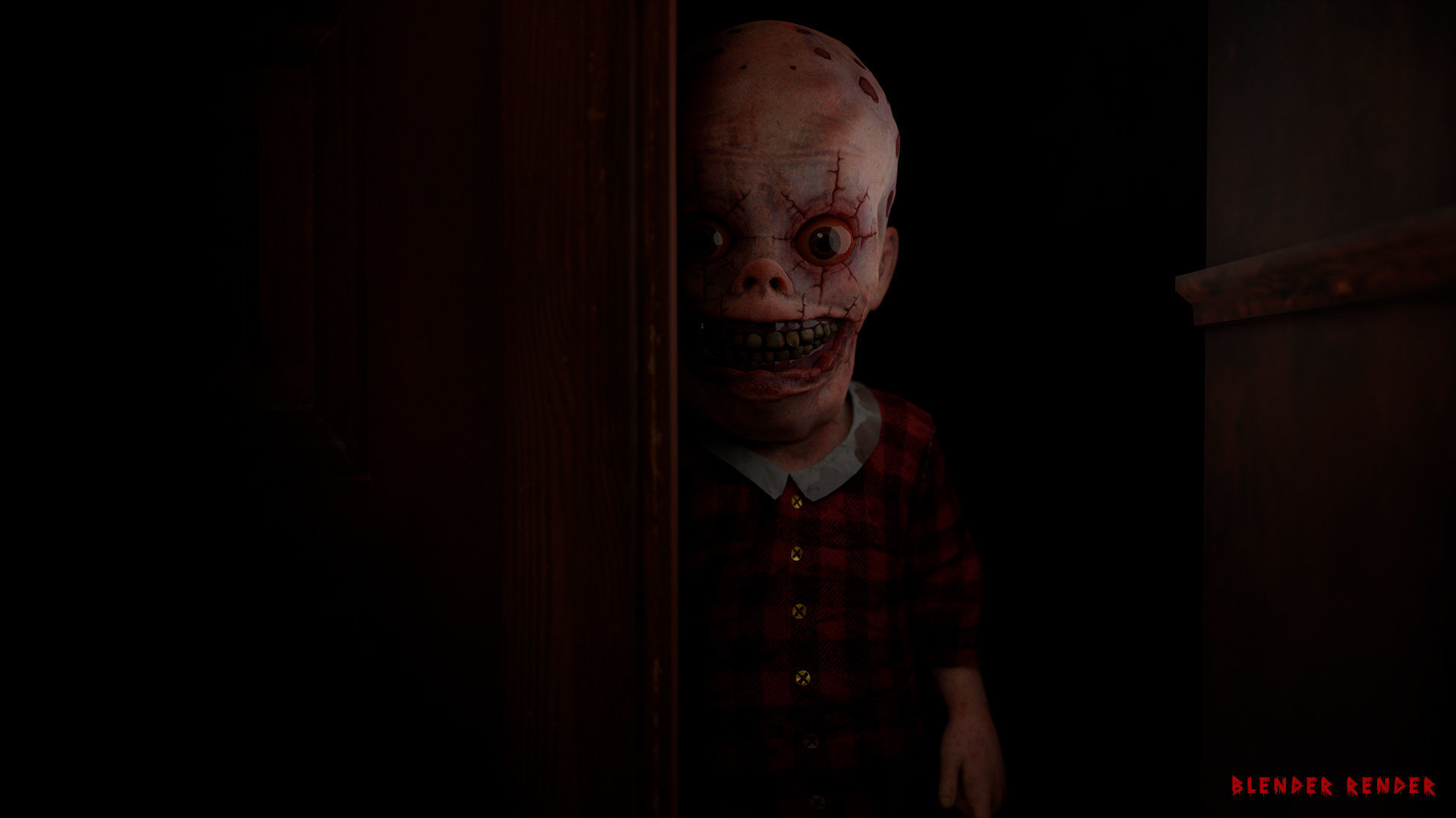 Scary baby Low-poly 3D model_3
