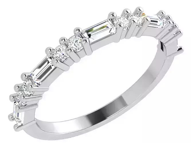 Women Ring With Baguette And Round Cut Diamonds 3880