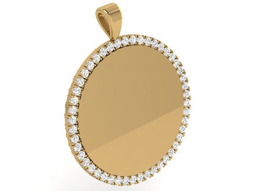 Circle Pendant With Diamonds 3885 3D print model_1