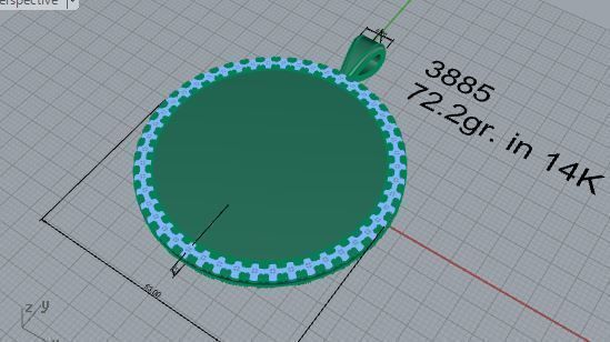 Circle Pendant With Diamonds 3885 3D print model_7