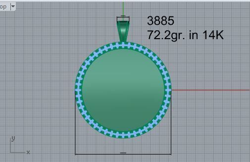 Circle Pendant With Diamonds 3885 3D print model_4