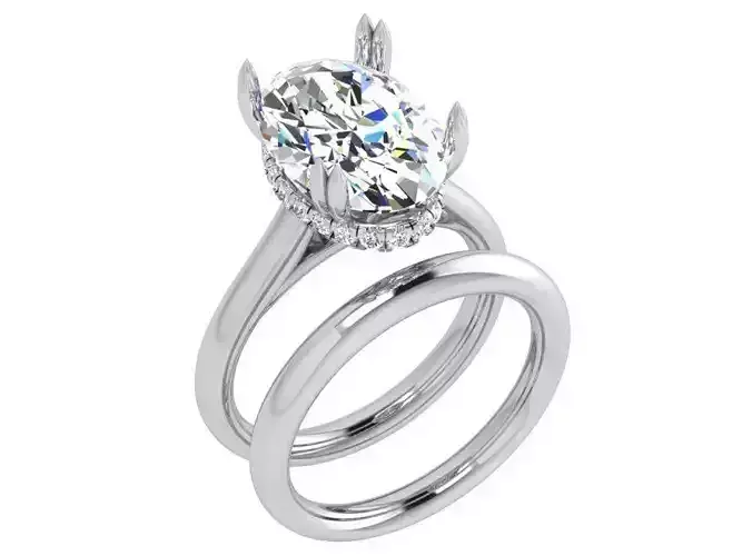 Oval Cut Diamond Wedding Set 3894