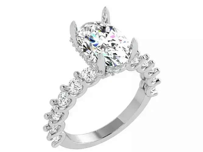 Oval Diamond Woman Ring 3D Print Model 3895