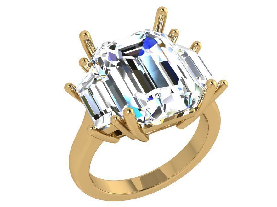 3 Stone Emerald Ring 3896 3D print model_1